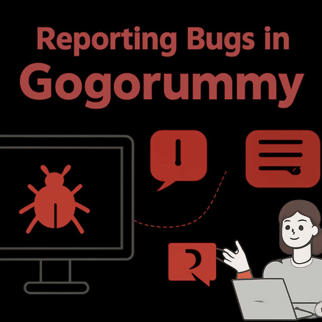 Illustration detailing the bug reporting process in Gogorummy