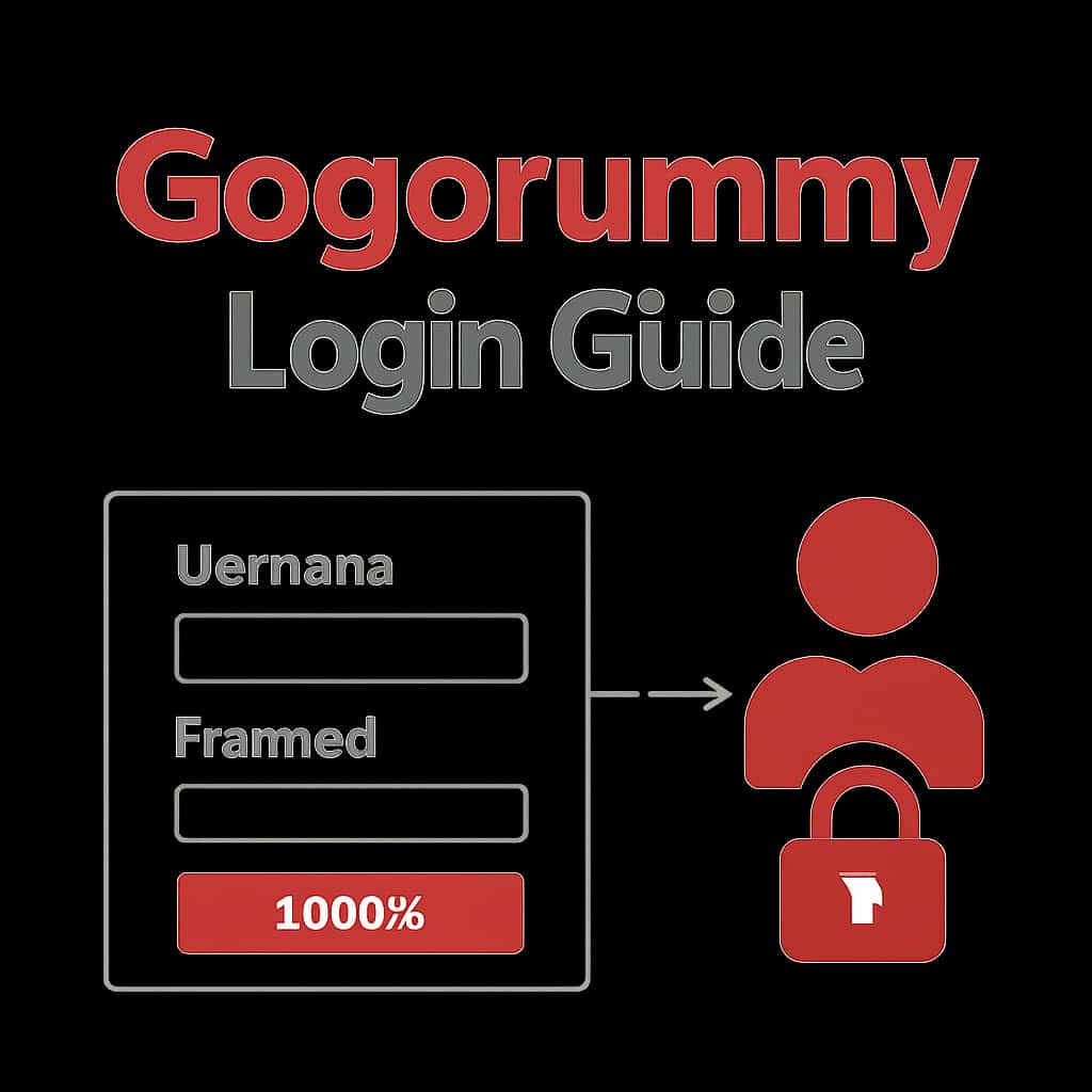 An educational diagram explaining the Gogorummy login steps.