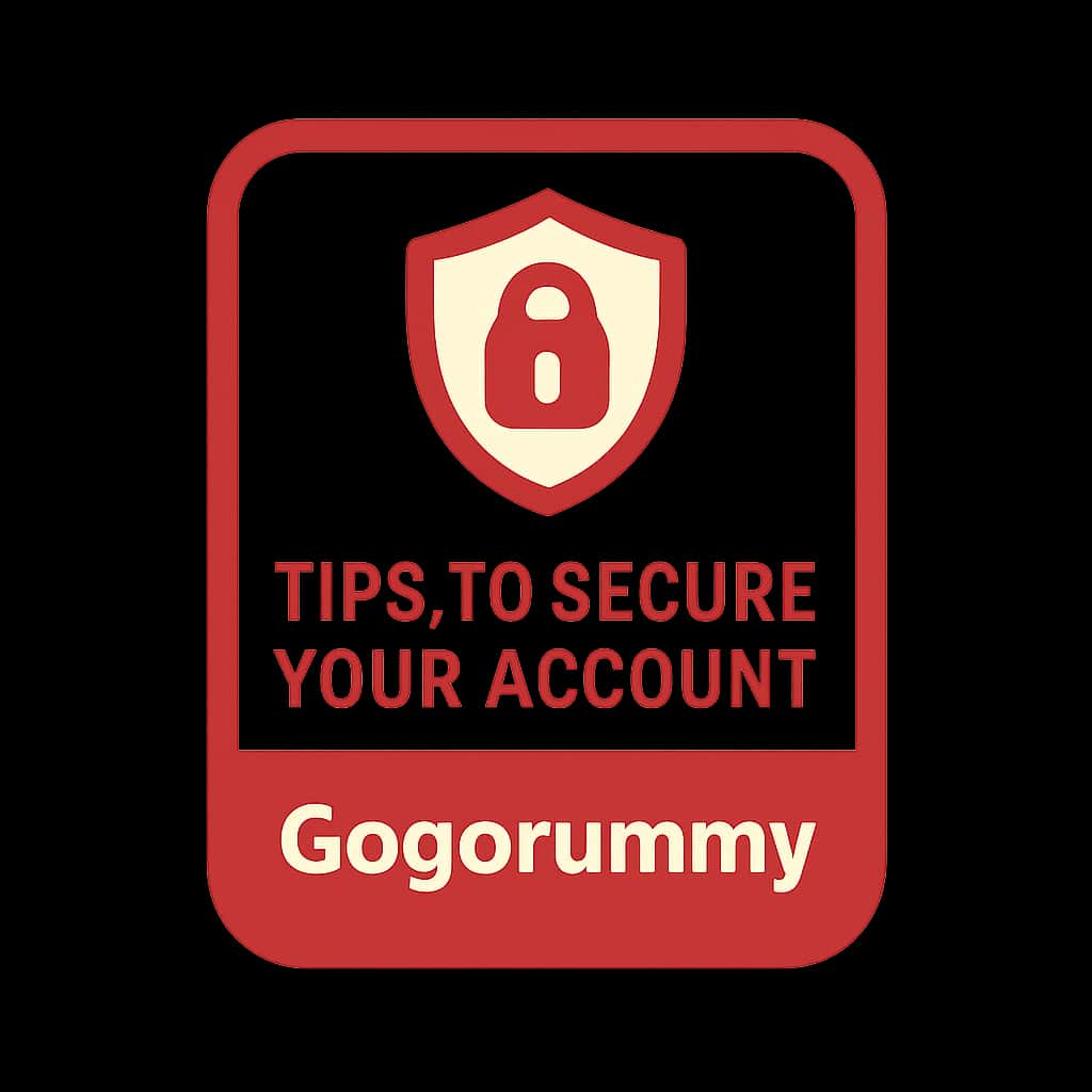 A simple and clean badge design symbolizing tips for securing a Gogorummy account.